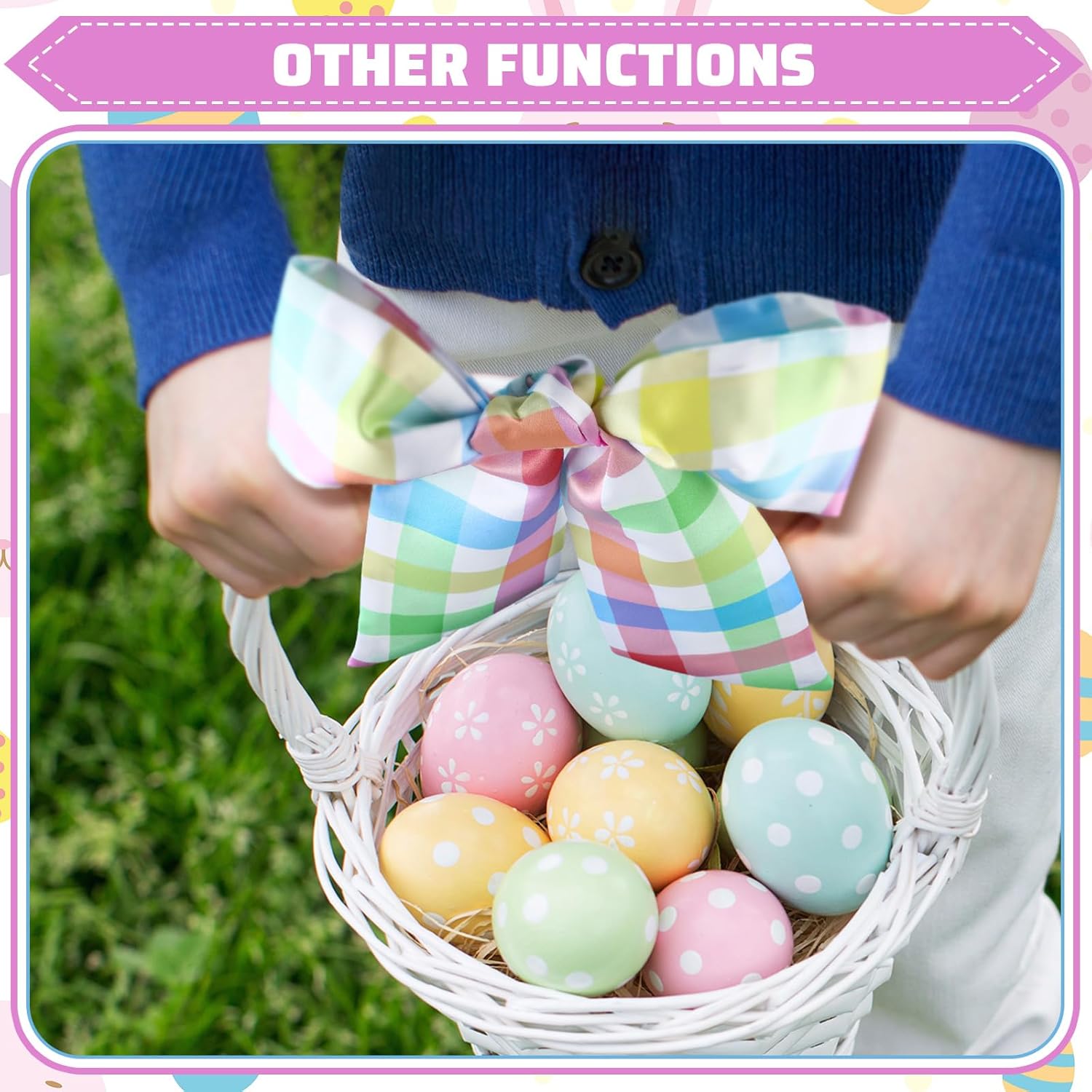 Skiennix Easter Wreath Sash - Spring Pastel Satin Decoration for Indoor/Outdoor Use | 56" L x 4.5" W