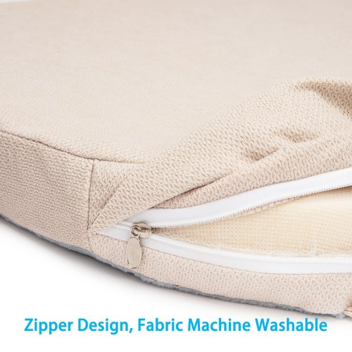 MOIRIG Chair Cushions for Dining Chairs, D-Shaped Non-Slip Seat Cushions with Removable Washable Covers & Ties, Chair Pads for Kitchen, Indoor Patio 17" x 16" (Cream, 6 Count)