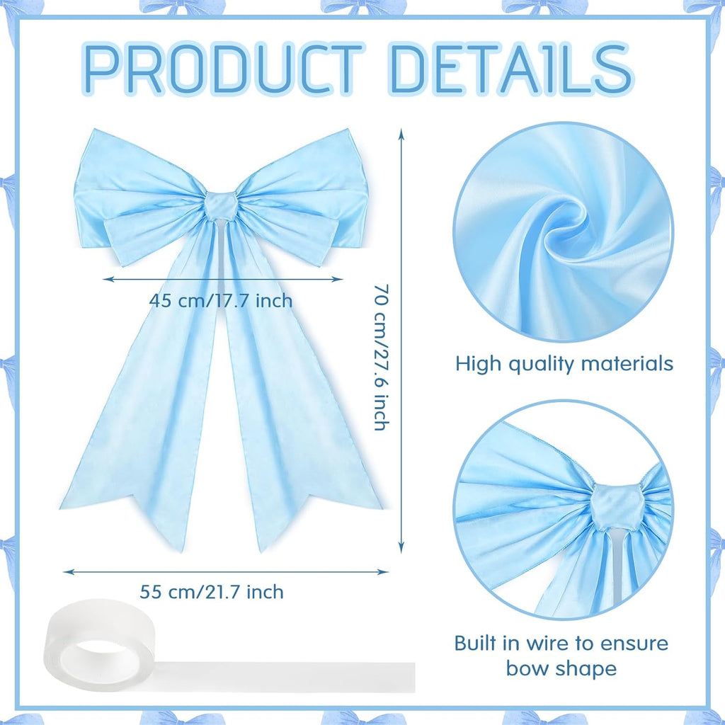 Skiennix Large Blue Coquette Bow - 27.6 x 21.7 Inch Wall Decor for Birthdays & Showers