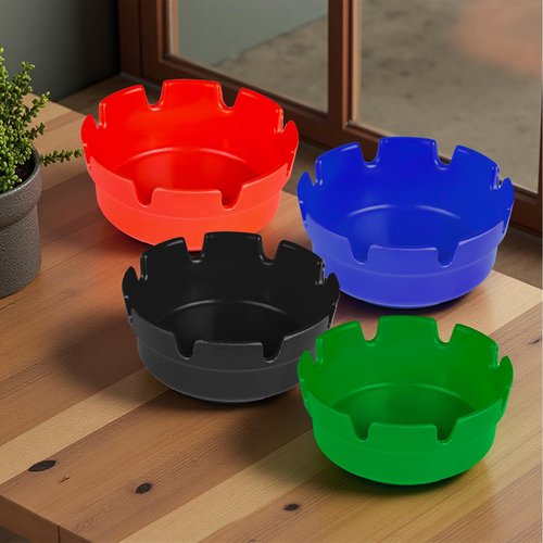 4 Pieces Assorted Colors Plastic Ash Tray for Cigarette Smokers, Stackable Tabletop Ashtray, Ashtrays for Outdoor Indoor Home Patio Office Hotel Bar Restaurant Use (Black Blue Green Red)