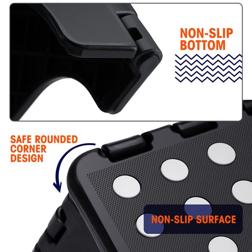 Korpai 9" Folding Step Stool for Adults,Kids,Non-Slip Folding Stools with Portable Handle,Plastic Foldable Step Stool for Kitchen ect,Black,1PC