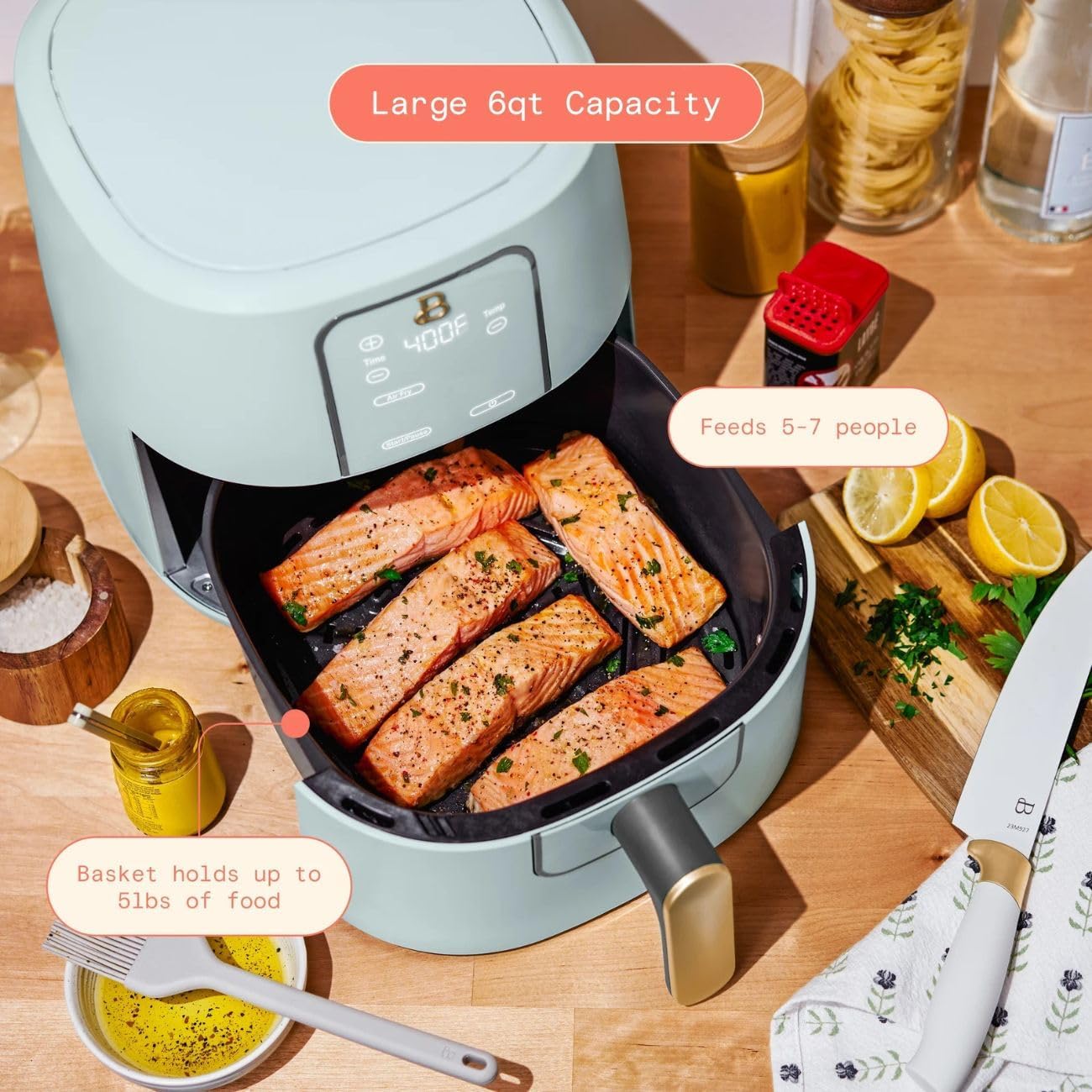 TurboCrisp 6-Quart Digital Air Fryer | 4 Cooking Presets, Non-Stick & Dishwasher Safe, 1750 Watt