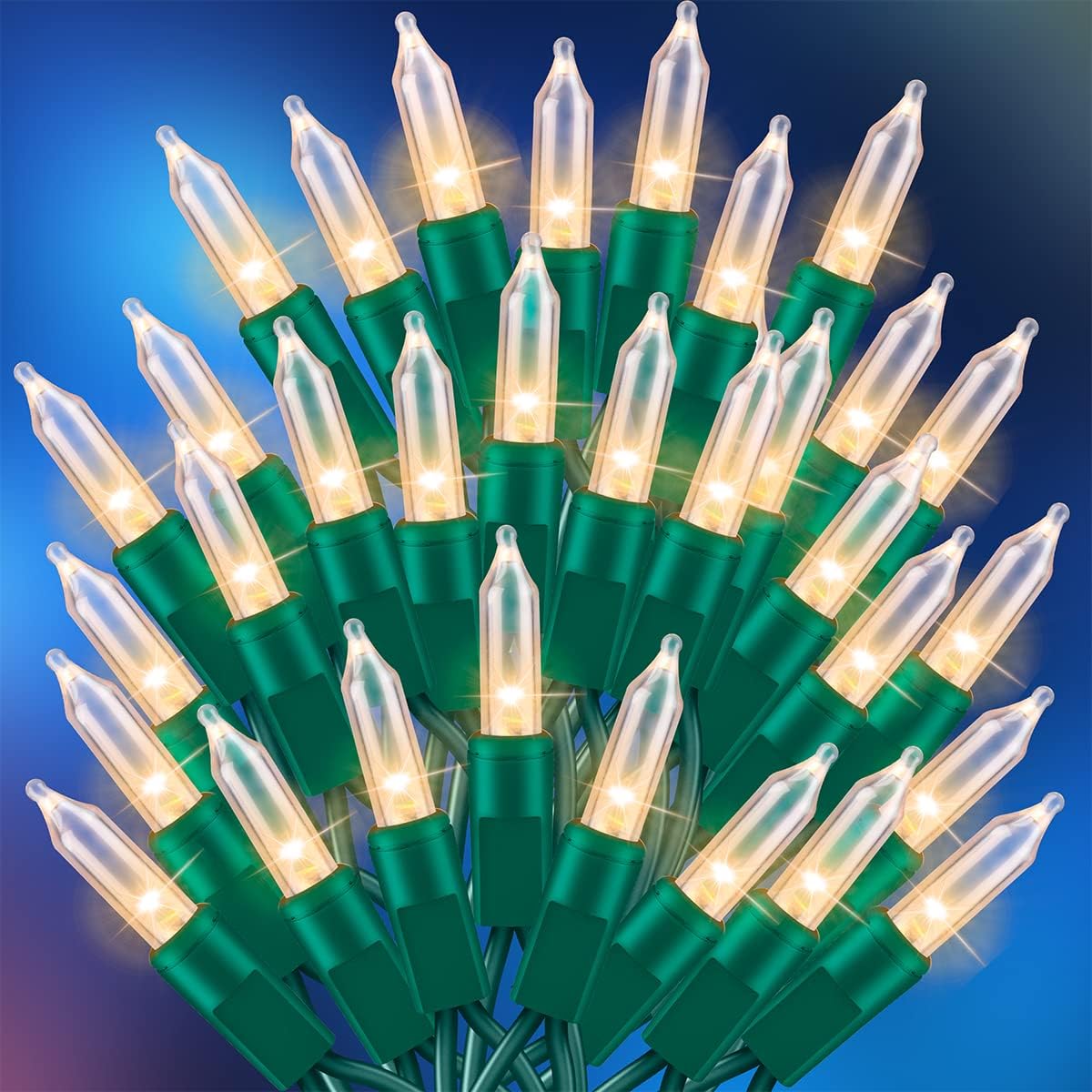 Skiennix Ultra-Bright Warm White Christmas Mini Lights - 100 LED | 19.6 Ft Indoor/Outdoor String Light Set