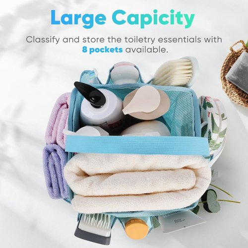 EUDELE Mesh Shower Caddy - Portable 8-Pocket Design for Quick Drying & Easy Cleaning | Ideal for Beach, Gym, Travel