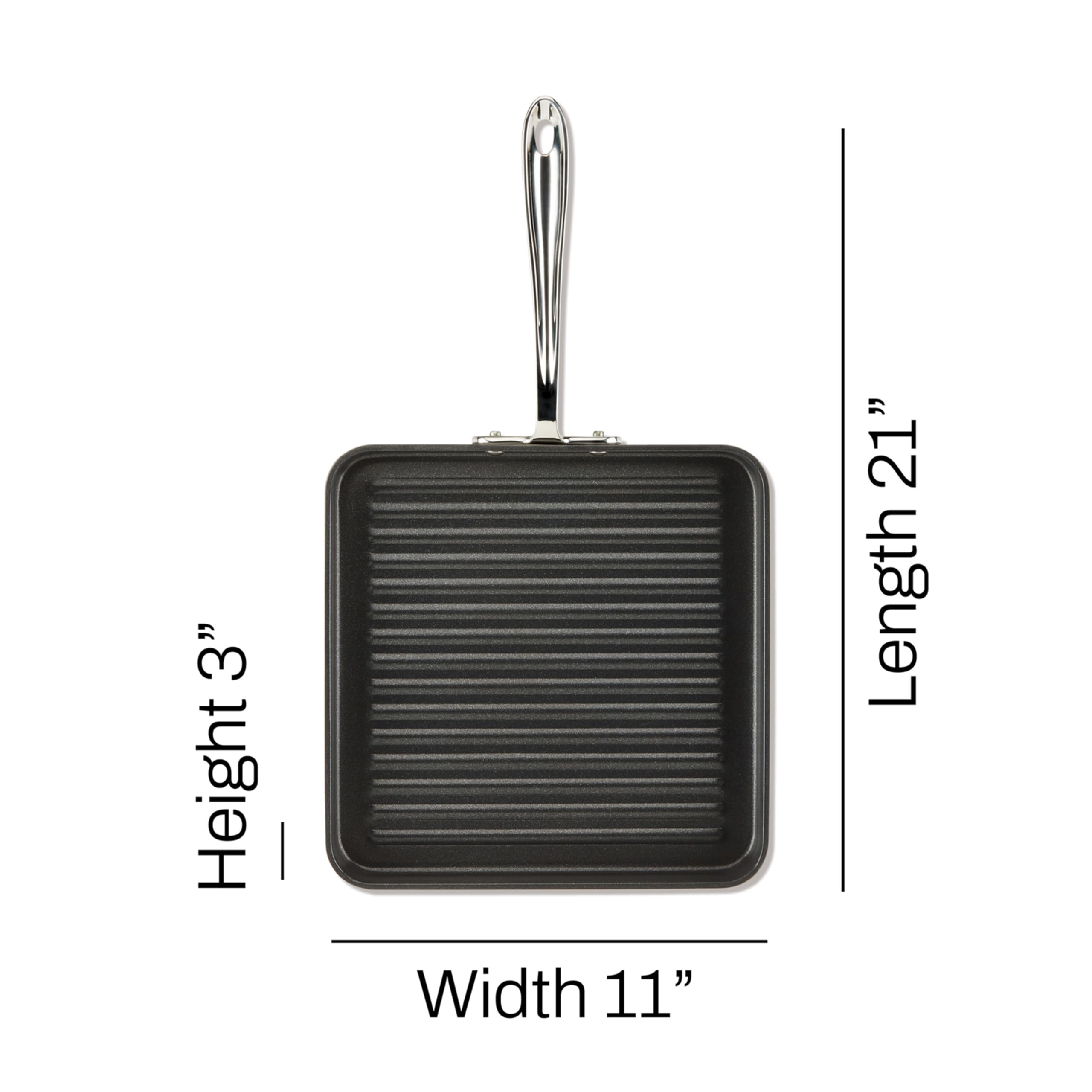 All-Clad HA1 Hard Anodized Nonstick Grill 11x11 Inch Oven Safe 350F Pots and Pans, Cookware Black