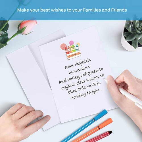 Ohuhu A7 5x7 Blank Brown Kraft Cards and Envelopes 100 Pack + A2 4.25 x 5.5 Blank White Cards and Envelopes 50 Pack