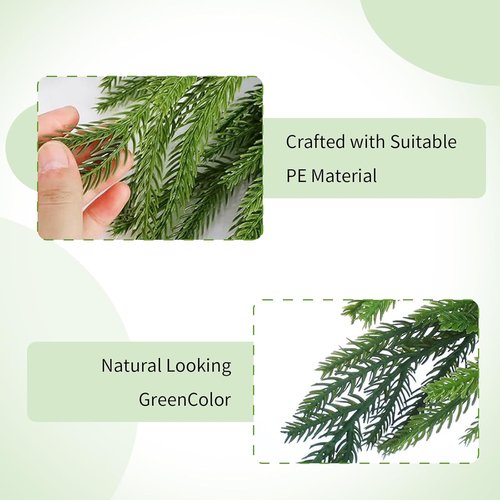 Bdor 18-Inch Artificial Norfolk Pine Branches - 12 Pack Faux Christmas Greenery for Wreaths & Centerpieces