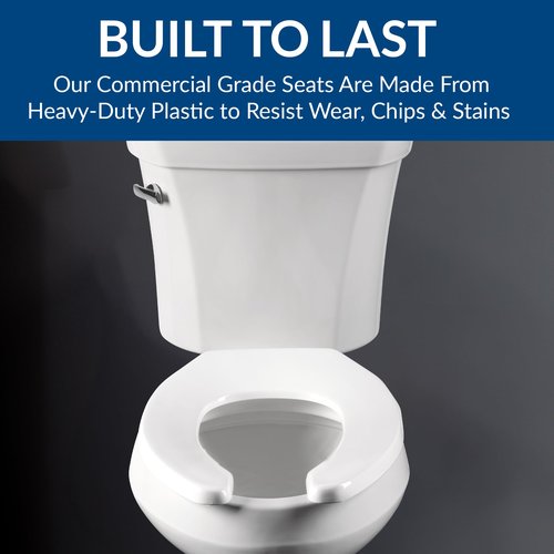 BEMIS 1655SSCT Commercial Open Front Plastic Toilet Seat, Heavy Duty Industrial No Slam Seat without Lid for Long Lasting Use, Made in USA, Elongated, White