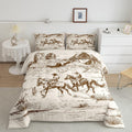 Erosebridal Cowboy Comforter Set Western Bedding Twin Size Wild West American Desert Hand Drawn Illustration Room Decor Down for Teens Boys Adults Men Girls Rustic Farmhouse Duvet Insert