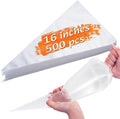 Skiennix Disposable Piping Bags - Thickened Design for Cake Decorating | 16-Inch, 500 Pcs