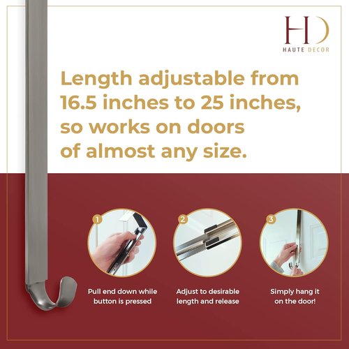 Haute Decor Wreath Hanger - Adjustable Length with 20 Lb. Capacity for Versatile Display