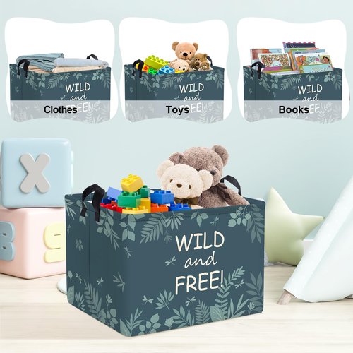 Clastyle Cute Woodland Animal Laundry Basket Kids Clothes Book Storage Basket Gift Toy Box for Bedroom Decor,Fox,40x30x30 cm