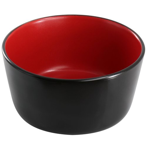 Elama Bacarra 16 Piece Stoneware Dinnerware Set in Two Tone Black and Red
