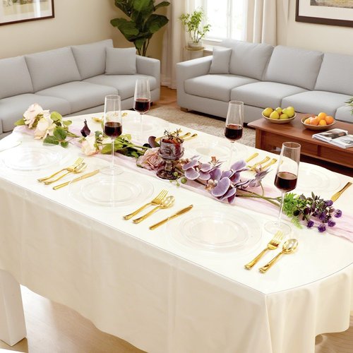 ROCOHANTI 200 PCS Clear Plastic Plates, Plastic Disposable Plates Include 100 Dinner Plate and 100 Dessert Plate Perfect for Holiday, Birthday, Wedding & Party