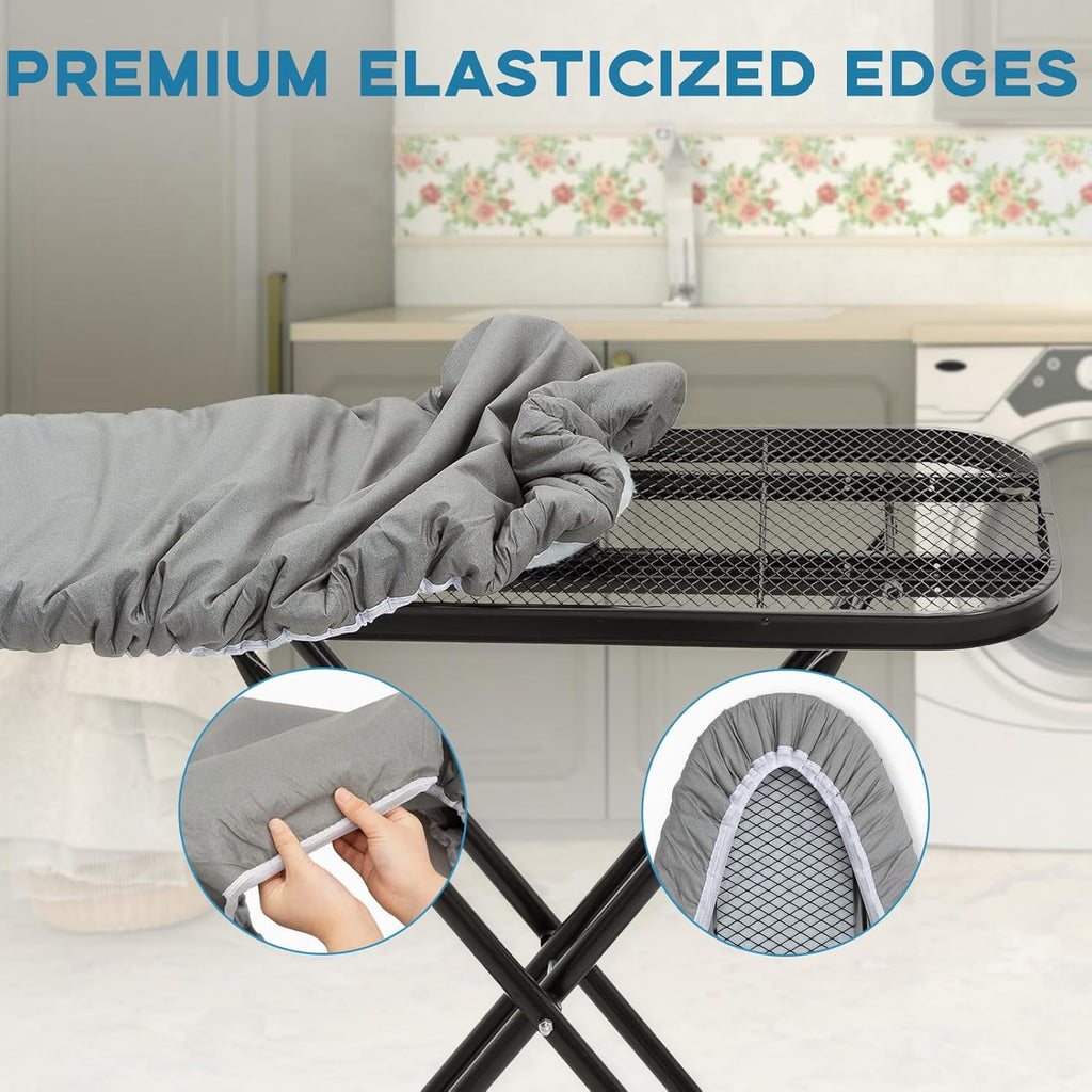 RAINHOL Ironing Board Cover - Extra Thick Padded, Non-Stick & Scorch Resistant - 15x54, Grey