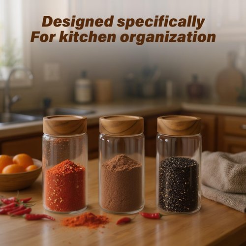 Zoaiirte 6 -Piece 13 fl oz Food-Grade Glass Mason Jars with Acacia Wood Lids, Sealable Waterproof, Transparent Easily Stackable for Overnight Oats, Spice Storage & Snack Organizing