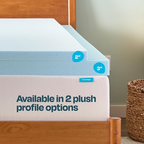 Linenspa Memory Foam Mattress Topper - 3 Inch Gel-Infused King Size - Plush, Cooling & Pressure Relieving