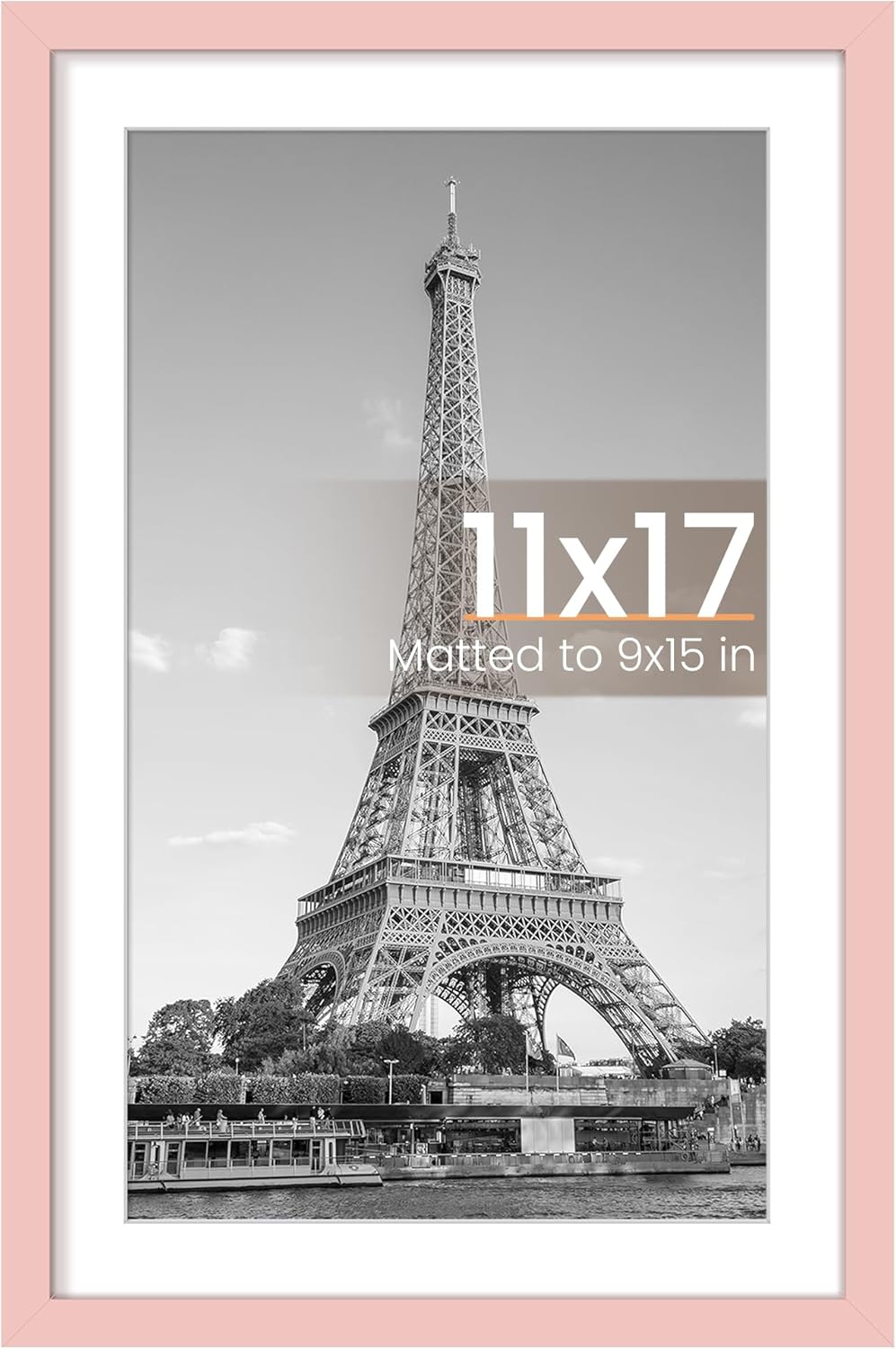 Upsimples 11x17 Picture Frame - Versatile Display for 9x15 with Mat or 11x17 Without - Pink, 1 Pack