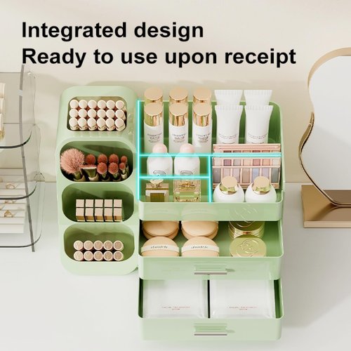 Makeup Organizer with Drawers for Vanity,Spacious Cosmetic Display Case,Perfect Storage Solution for Your Beauty Essential (All Green)