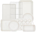 Skiennix 8-Piece Silicone Baking Pans Set - Nonstick Stackable Carbon Steel with Metal Reinforced Frame (Cream)