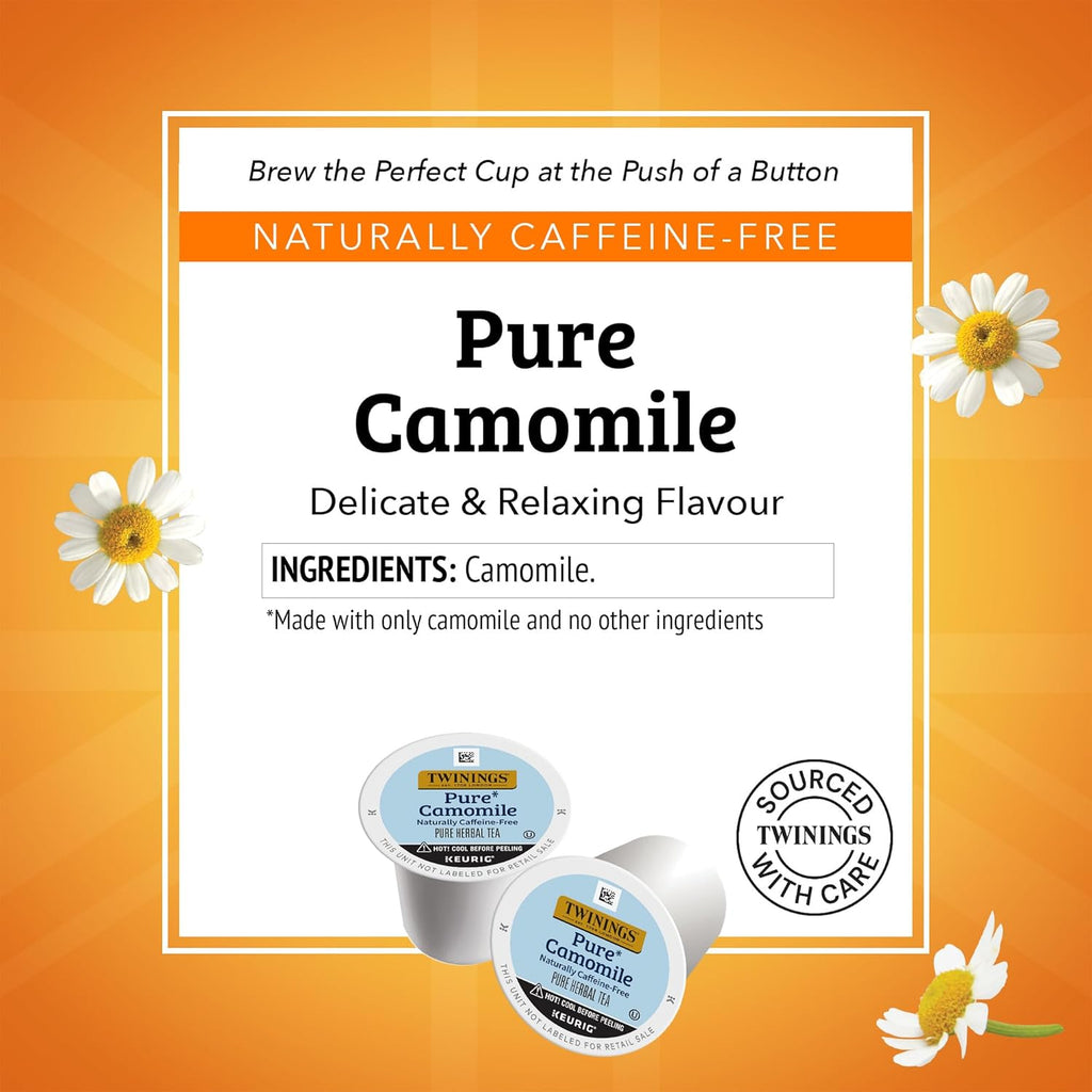 Twinings Pure Camomile Herbal Tea K-Cup Pods - Naturally Caffeine-Free, 24 Count | Enjoy Hot or Iced