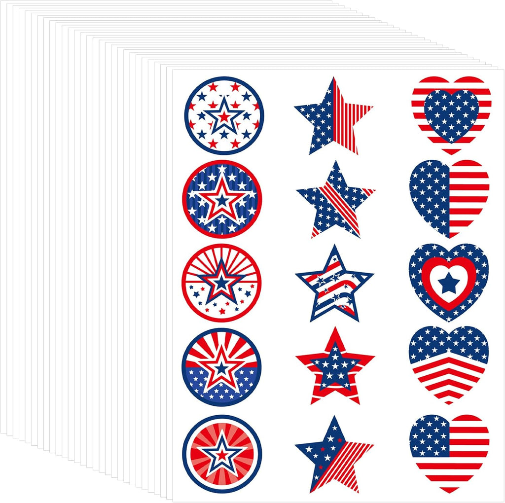 Skiennix 450Pcs Patriotic Independence Day Stickers - 1.5 Inch Red, White & Blue for DIY Decor
