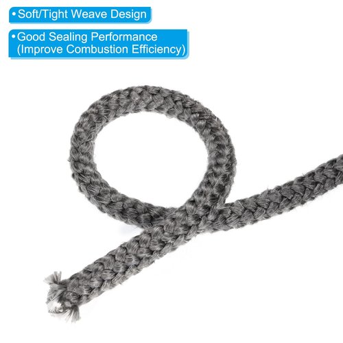PATIKIL 3/8"x 118" Wood Stove Gasket, Graphite Fiberglass Round High-Temperature Resistance Seal Rope Replacement for Stoves Fireplace Door, Black