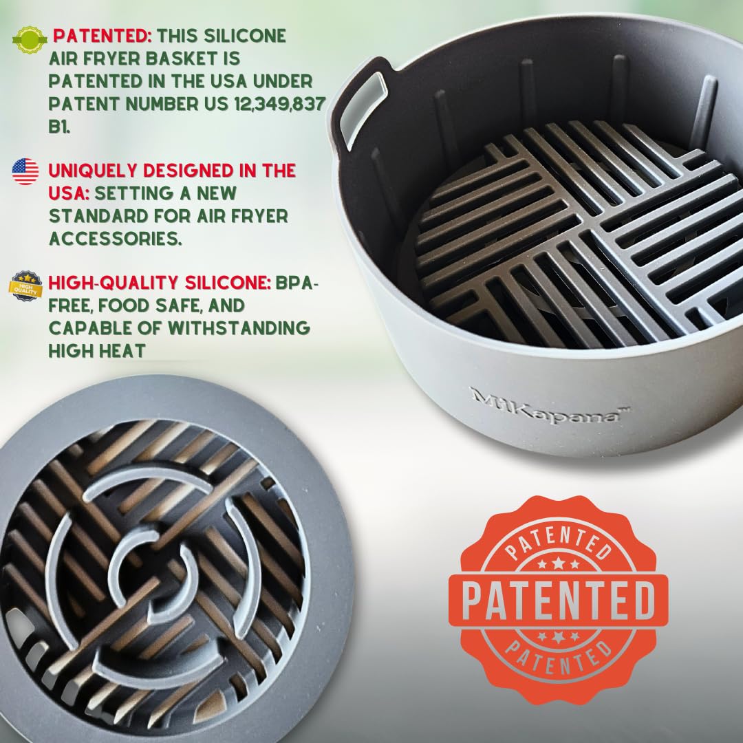 Air fryer liners reusable, STURDY airfryer liners for air fryer basket, air fryer accessories silicone liner 5-8 QT - 8.6"