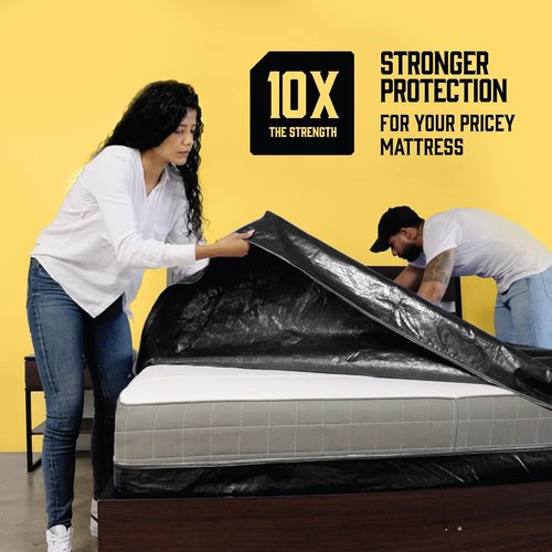 Cali King Mattress Bag - Extra-Thick Moving Cover with 8 Handles & Zipper - Reusable Storage Solution