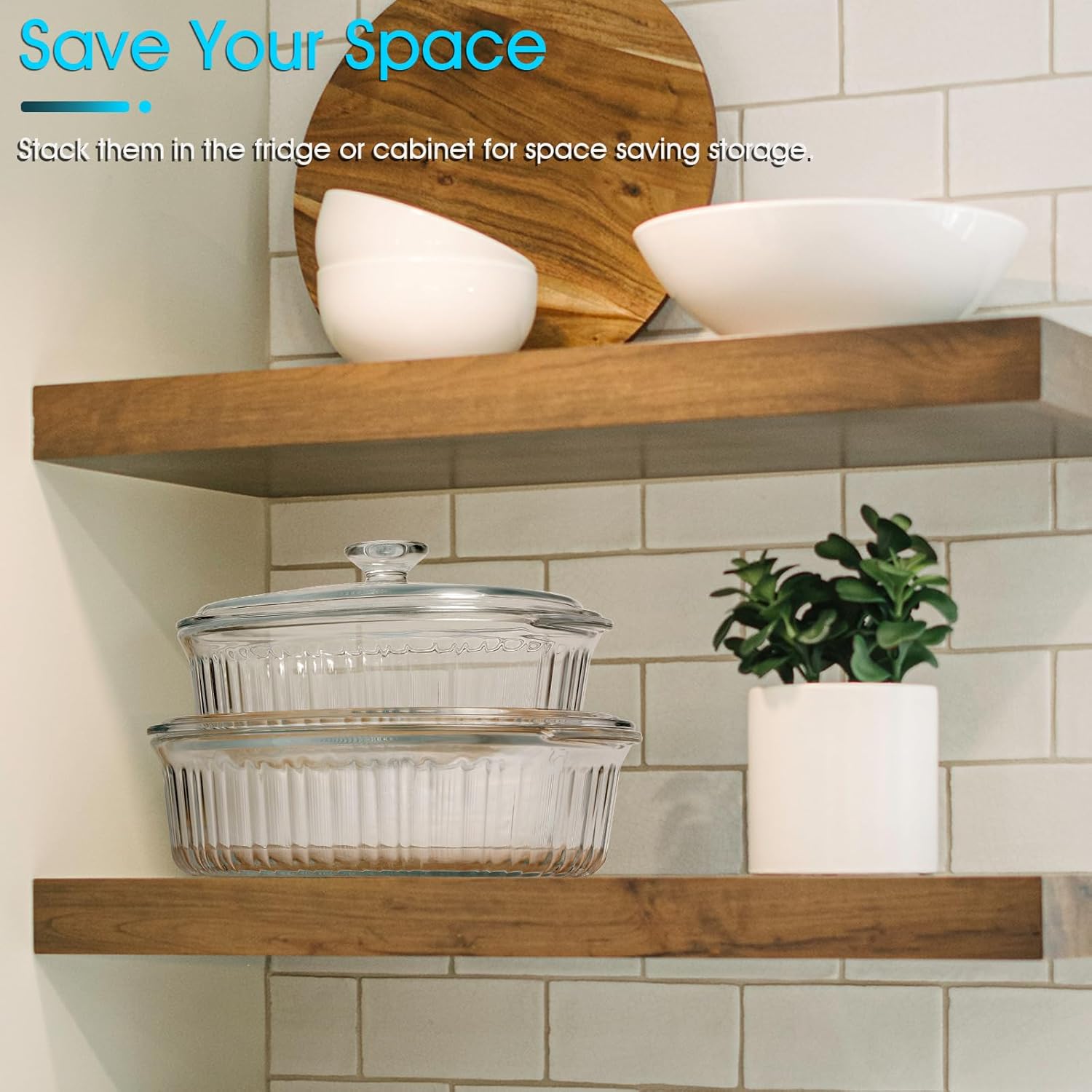 NUTRIUPS Glass Casserole Dish - Borosilicate Glass Baking Dish with Lid | 3QT Oven Safe