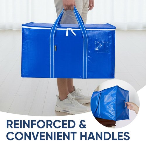 BALEINE Heavy-Duty Oversized Moving Bags - 6-Pack with Reinforced Handles for Clothes & Supplies | Royal Blue
