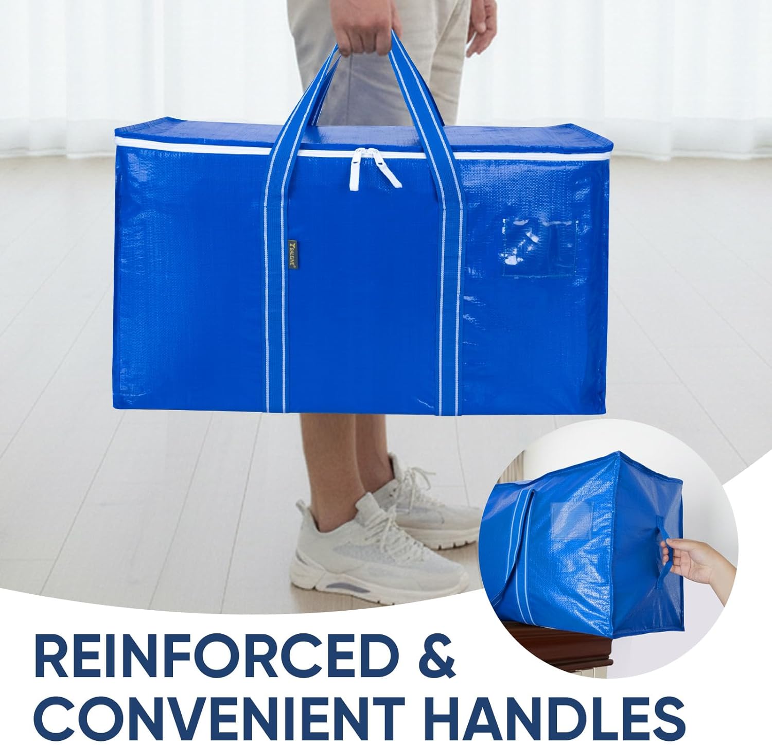 BALEINE Oversized Moving Bags - Heavy-Duty Storage Totes with Reinforced Handles | Royal Blue, 8-Pack