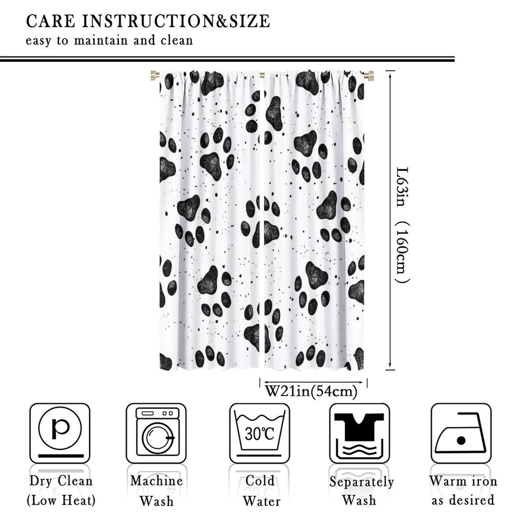 GoDazzling Dog Blackout Windows Curtains, Black Cartoon Dog Paw Print Cute Animal Curtain, for Kids Boys Girls Cute Animals Cartoon for Living Room 42x63in 2 Panels