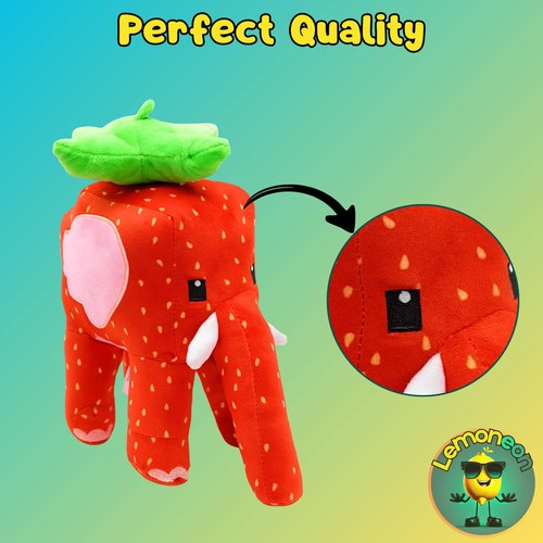 Lemoneon Strawberry Elephant Plush 12" Italian Brainrot Plush Meme AI-Crafted Stuffed Figure Pillow for Video Game Fans Room Decor