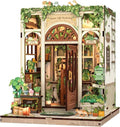 Fsolis Book Nook Kit - 3D Wooden Puzzle for Adults | 196 Pcs DIY Miniature House - Green Life's Bookshop Design