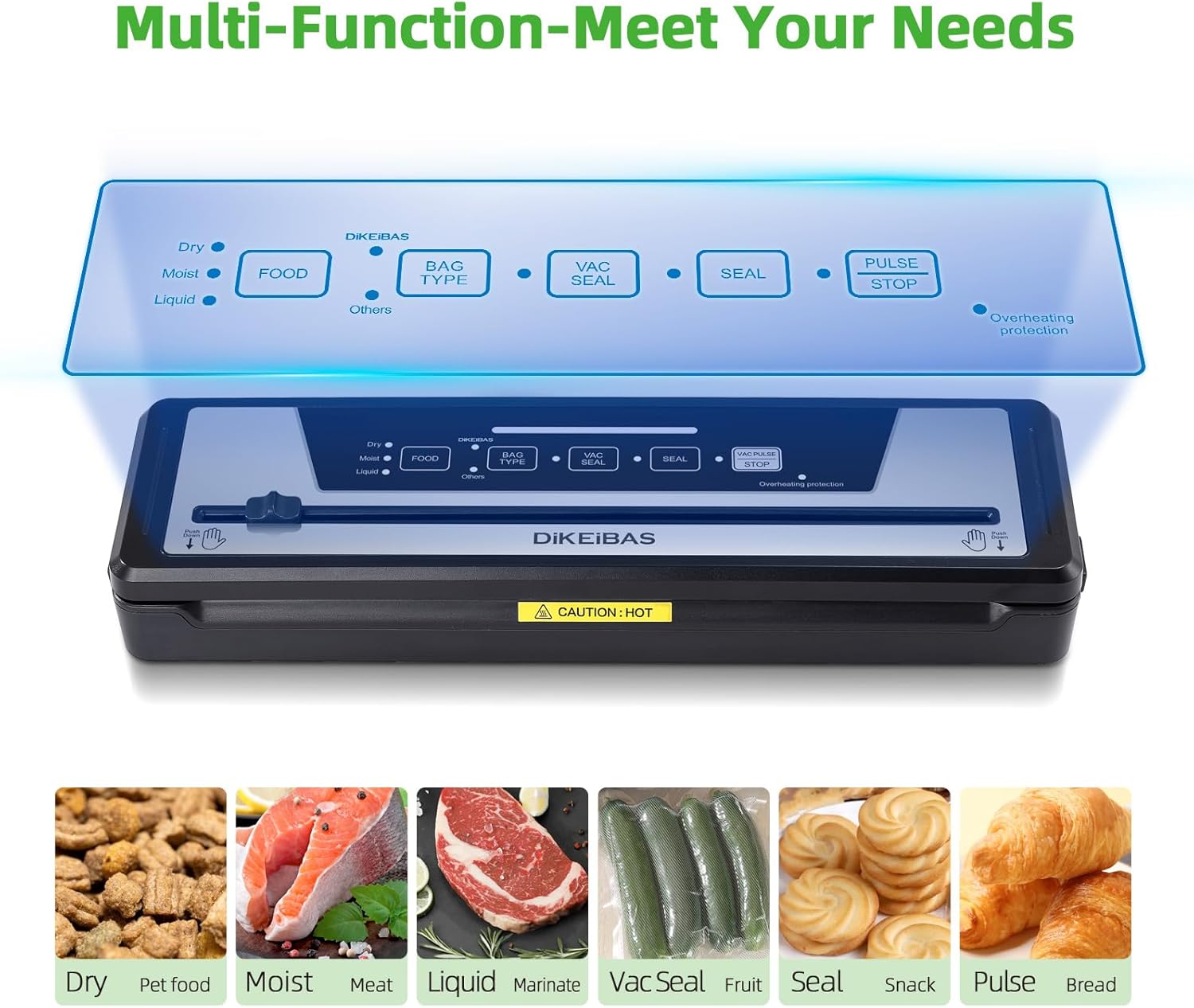 Vacuum Sealer Machine - Powerful 85kPa Suction | Compact One-Touch Automatic Food Sealer | Includes Bags & Cutter