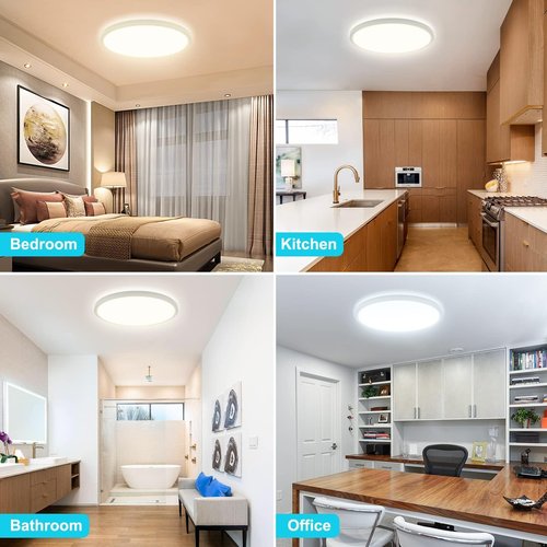 libtit 6 Pack 13 Inch LED Flush Mount Ceiling Light, 3200LM 28W Ultra-Slim LED Ceiling Lights, 3000K/4500K/6000K Selectable Light Fixture for Bedroom, Kitchen, Bathroom, Hallway - White