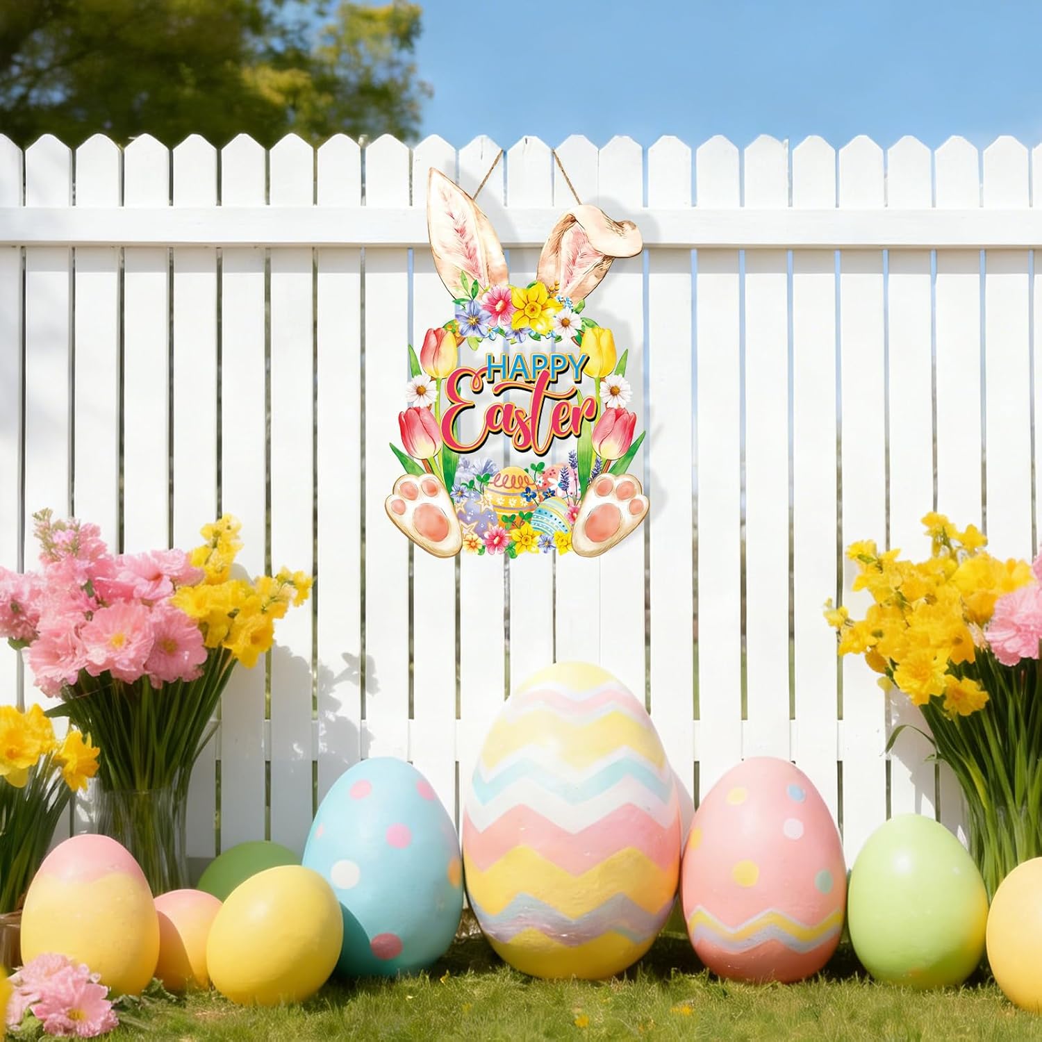 Regine Switzerland Easter Wreath - Charming Rabbit & Flower Design for Front Door Decor | Spring Welcome Sign