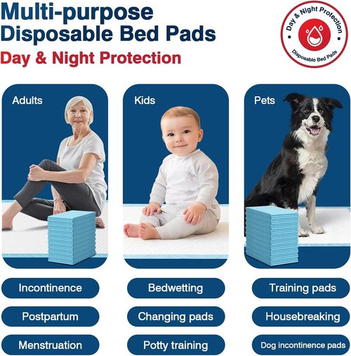 BIGGMED Tear-Resistant Disposable Bed Pads - 30" x 36" | 100 Count Absorbent Underpads for Adults, Kids, Pets