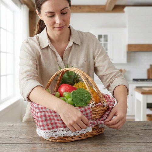 Abaodam Washable Basket Liners - Reusable Fabric Inserts for Wicker & Wire Baskets | Boho Farmhouse Style