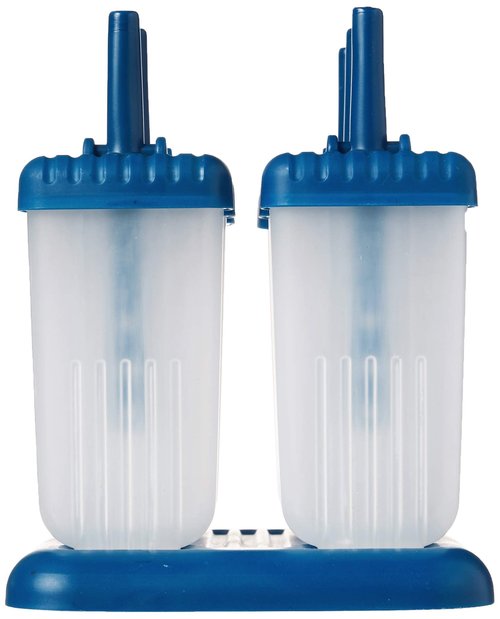 Tovolo Groovy Popsicle Molds (Set of 6) - Mess-Free Plastic Ice Pops with Reusable Sticks & Drip-Guard for Freezer Snacks/Dishwasher-Safe & BPA-Free,Blueberry