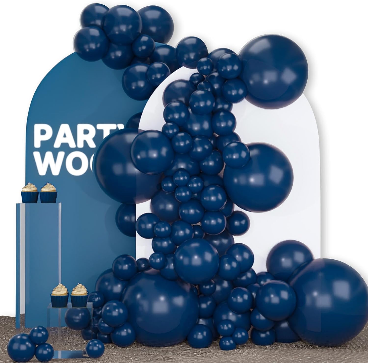 PartyWoo Navy Blue Balloon Arch Kit - 140-Piece Set in 5-18 Inch Sizes for Graduation, Weddings & Birthdays