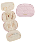 BAGSMART Travel Jewelry Case Jewelry Organizer Storage Roll Rings Necklaces Earrings Bracelets Brooches Watch Large Portable Light Pink