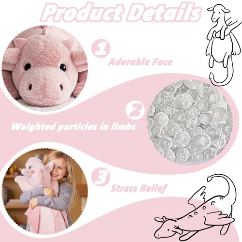 ARELUX Large 36in Cute Dragon Stuffed Animals Plush Toy Soft Pink Pterosaur Plushie Giant Fuzzy Dinosaur Pillow Plushies with Wings Cuddly for Friends Family Member