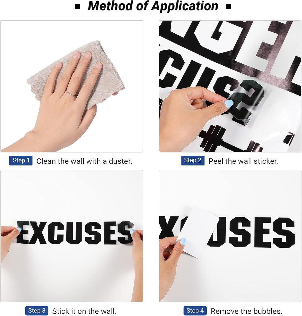 Zonon Gym Wall Decal Set - Inspirational Quotes for Fitness | "Be Stronger Than Your Excuses" Design