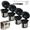 Roogaluckeep Reusable K Cup for Keurig, Black BPA Free Refillable K-Cup Pod Coffee Filters, Universal Fit Refillable Filters for Keurig 1.0 and 2.0 Coffee Maker (Black- 4 Park)