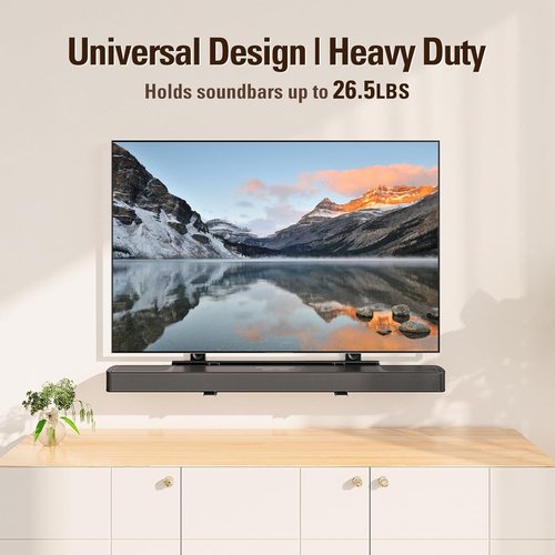 Mounting Dream Soundbar Mount - Heavy Duty Wall Bracket for Sound Bars Up to 26.5 LBS | Adjustable Height, No-Slip Base