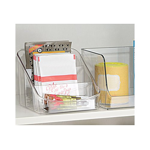iDesign 3-Section Divided Packet Organizer for Kitchen and Pantry Storage - Set of 4 - Clear
