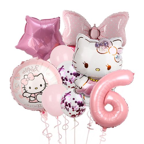 Cartoon Party Balloons, Cute Number 6 Balloon, Pink Thematic Foil Balloons for Party Decorations (Pink6)