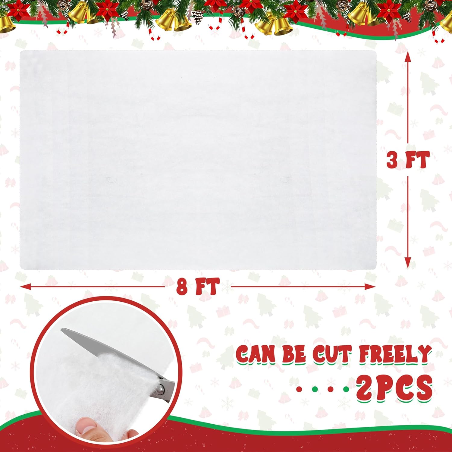 QZYL Snow Blankets - 2 PCS Thick 3x8 FT Artificial Fake Snow for Christmas Village Displays | Winter Wonderland Decor